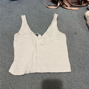 White cropped ribbed tank top